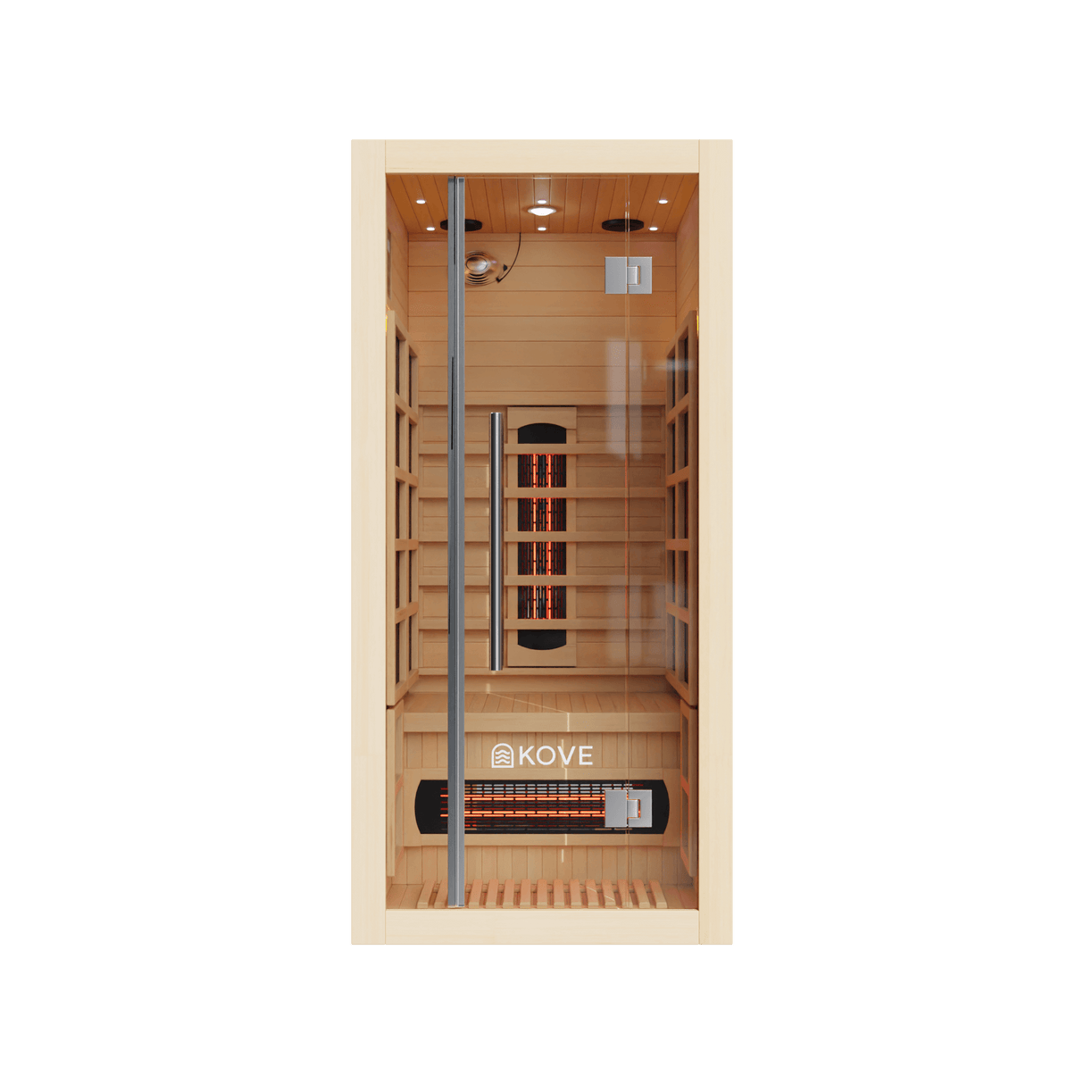 Empire Kove 1-Person Infrared Sauna Cabin Compact – Hemlock Wood, Glass Front, Bluetooth & Full Spectrum Heating | KOVE-INF1 Indoor Infrared Saunas Kove Designs