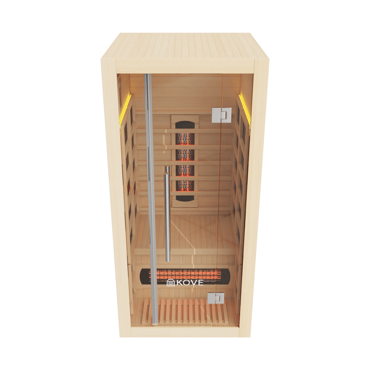 Empire Kove 1-Person Infrared Sauna Cabin Compact – Hemlock Wood, Glass Front, Bluetooth & Full Spectrum Heating | KOVE-INF1 Indoor Infrared Saunas Kove Designs