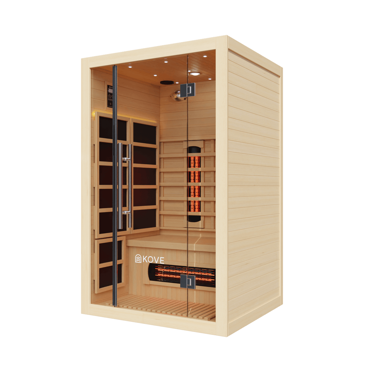 Empire Kove 2-Person Infrared Sauna Cabin – Hemlock Wood, Glass Front, Bluetooth & Full Spectrum Heating | KOVE-INF2 Indoor Infrared Saunas Kove Designs