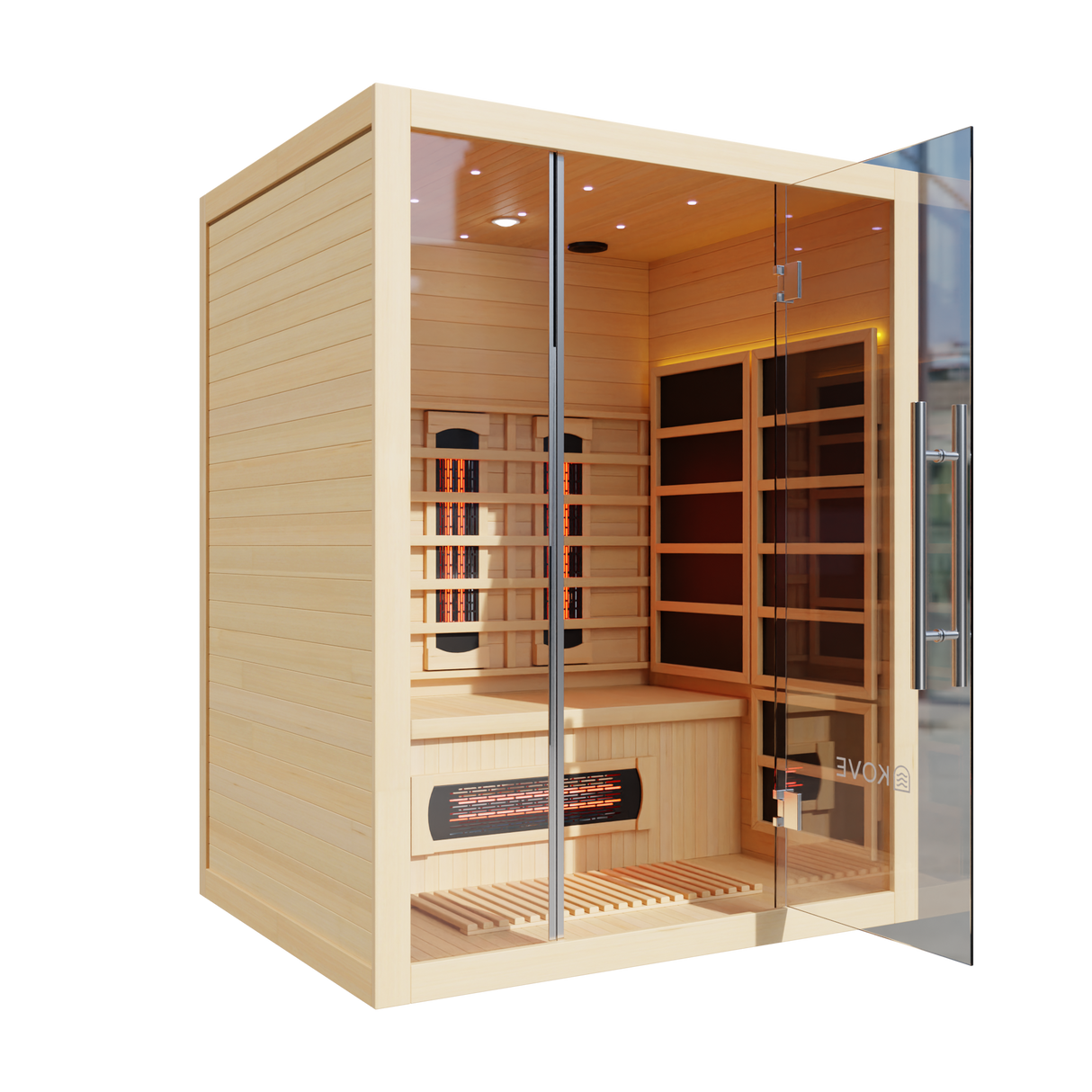 Empire Kove 3-Person Infrared Sauna Cabin – Hemlock Wood, Glass Front, Bluetooth & Full Spectrum Heating | KOVE-INF3 Indoor Infrared Saunas Kove Designs