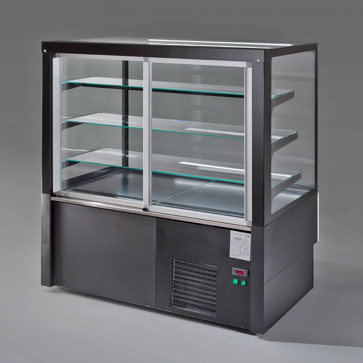 Sterling Pro Black Self Service Deli Patisserie Counter 1.2m Square Glass - EVOK120-BLACK-R290A Standard Serve Over Counters Sterling Pro