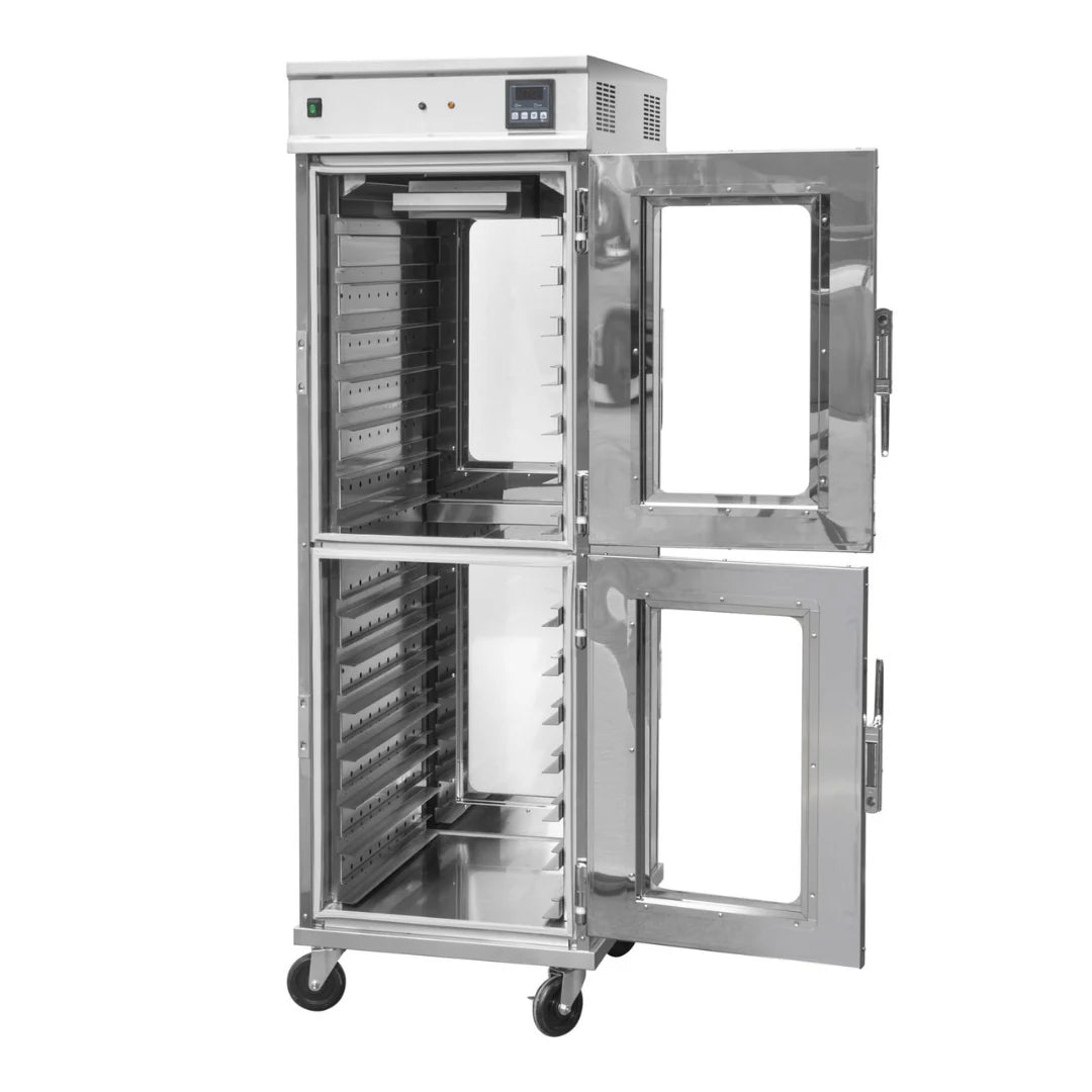 Hamoki Mobile Hot Holding Cabinet 2 Tier Pass Through With Humidity - 14 Shelves | 101108 Food Warming Drawers Hamoki