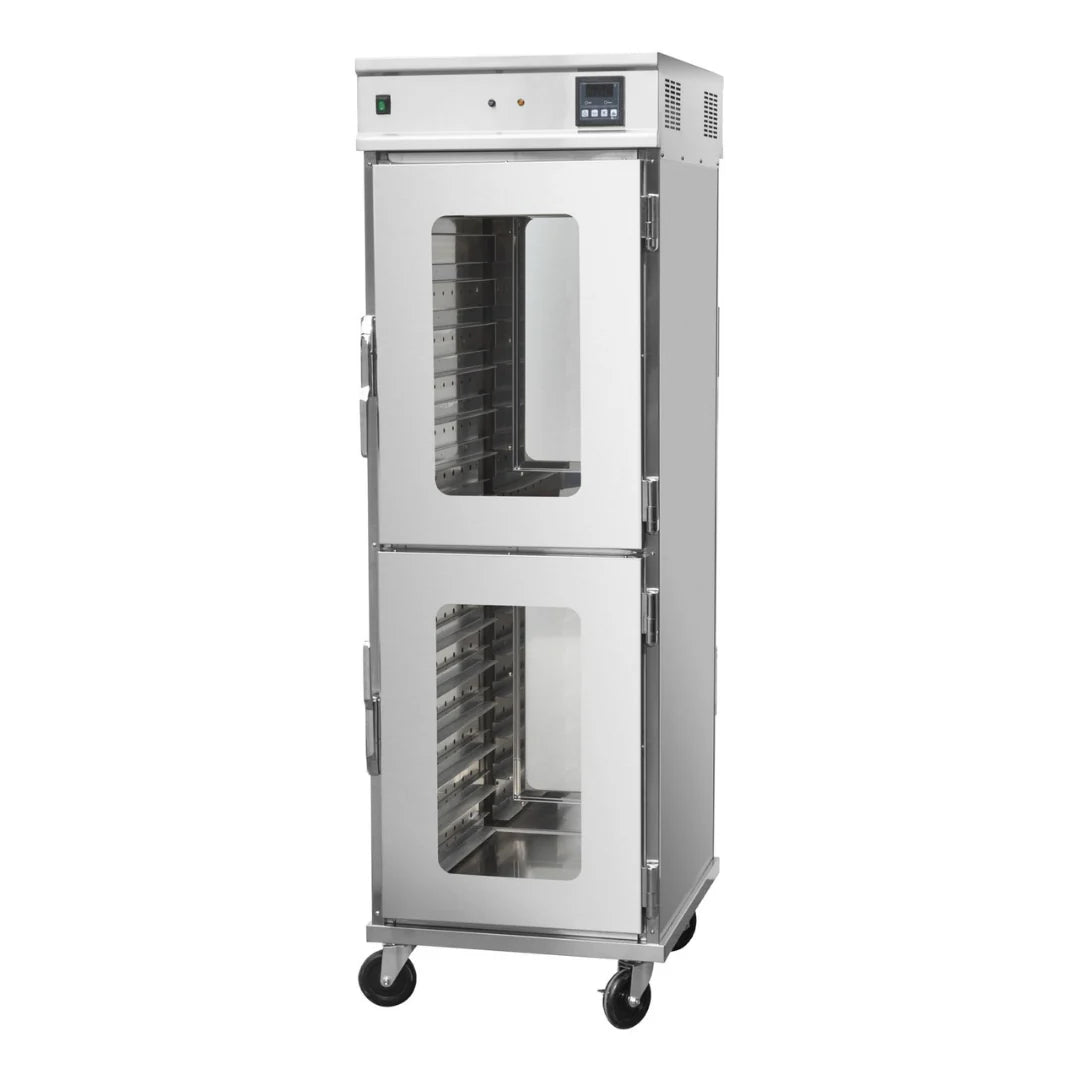 Hamoki Mobile Hot Holding Cabinet 2 Tier Pass Through With Humidity - 14 Shelves | 101108 Food Warming Drawers Hamoki