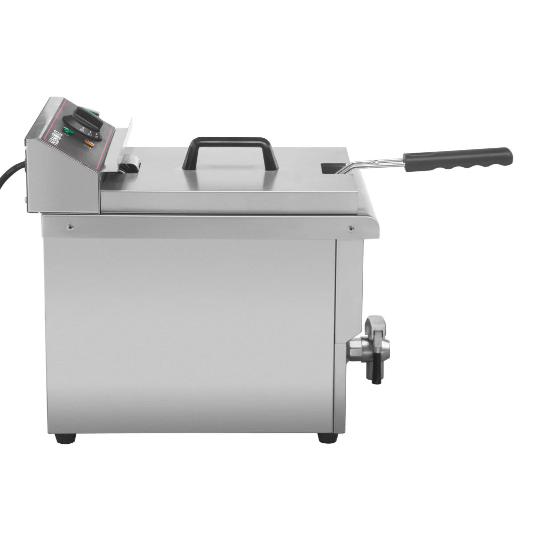 Hamoki Commercial Countertop Electric Fryer - 8 Litre Single Tank with Drain Tap | 101109 Countertop Electric Fryers Hamoki
