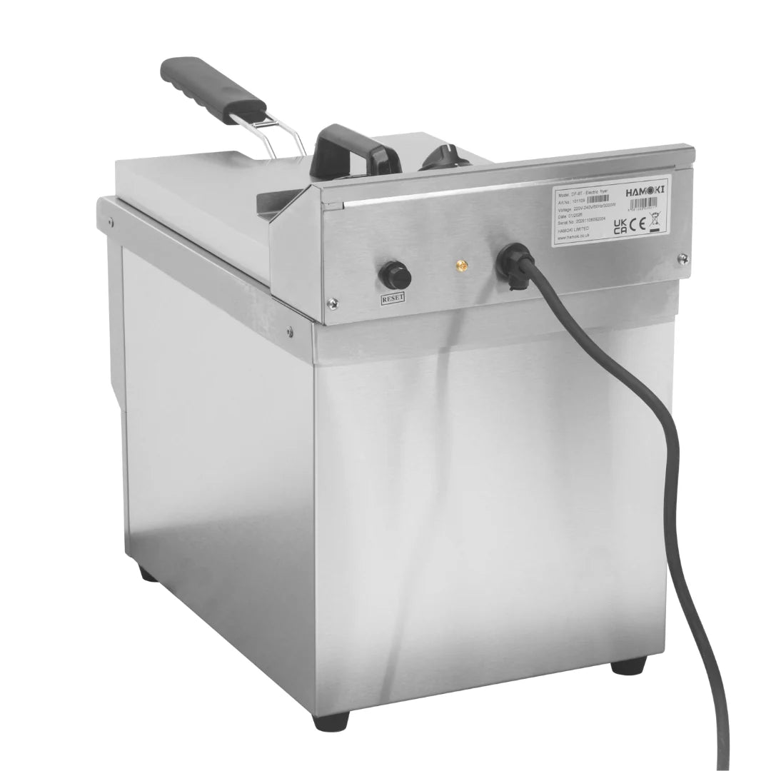 Hamoki Commercial Countertop Electric Fryer - 8 Litre Single Tank with Drain Tap | 101109 Countertop Electric Fryers Hamoki