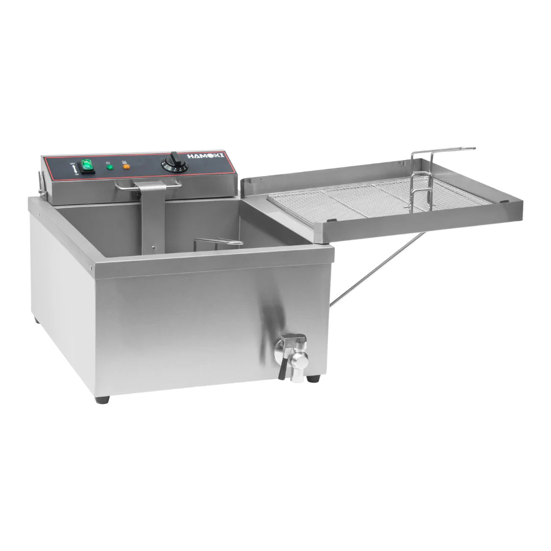 Hamoki Commercial Electric Doughnut Fryer - 12 Litre Countertop Single Tank with Drain Tap | 101111 Countertop Electric Fryers Hamoki