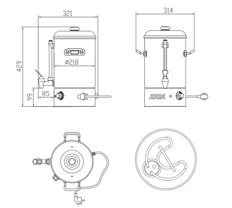 Empire Manual Fill 10 Litre Hot Water Boiler Stainless Steel - EMP-MWB10 Electric Water Boilers - Manual Fill Empire