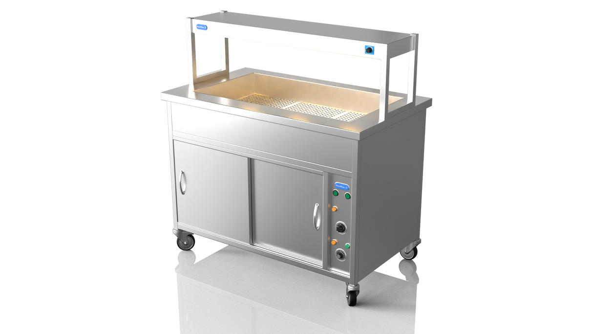 Nordstar Hot Cupboard Bain Marie 3 x 1/1GN With Single Heated Gantry | STCBM1200 Hot Cupboards Nordstar