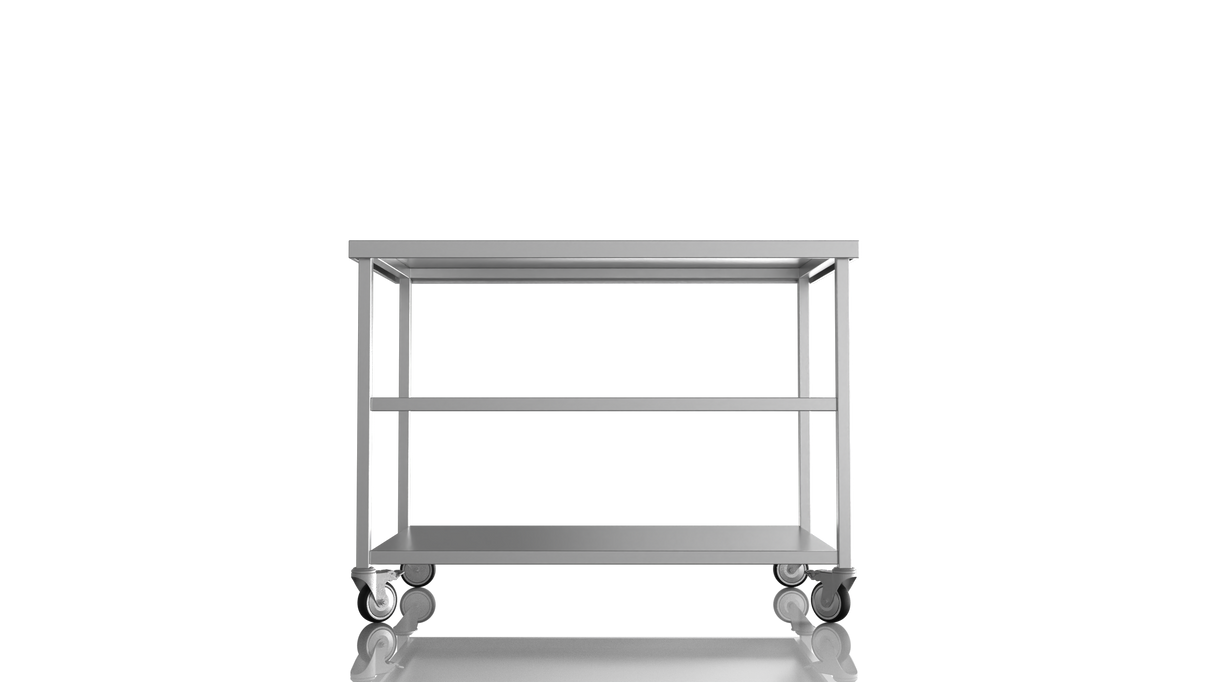 Nordstar Mobile Centre Table Bench with 2 Undershelves 1200mm Wide | NSMCB1200MS Stainless Steel Tables with Castors Nordstar