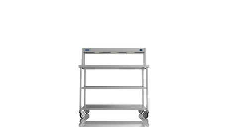 Nordstar Mobile Centre Table Bench With Heated Gantry Chefs Pass 1200mm | STCMCB1200MS Stainless Steel Tables with Overshelf Nordstar