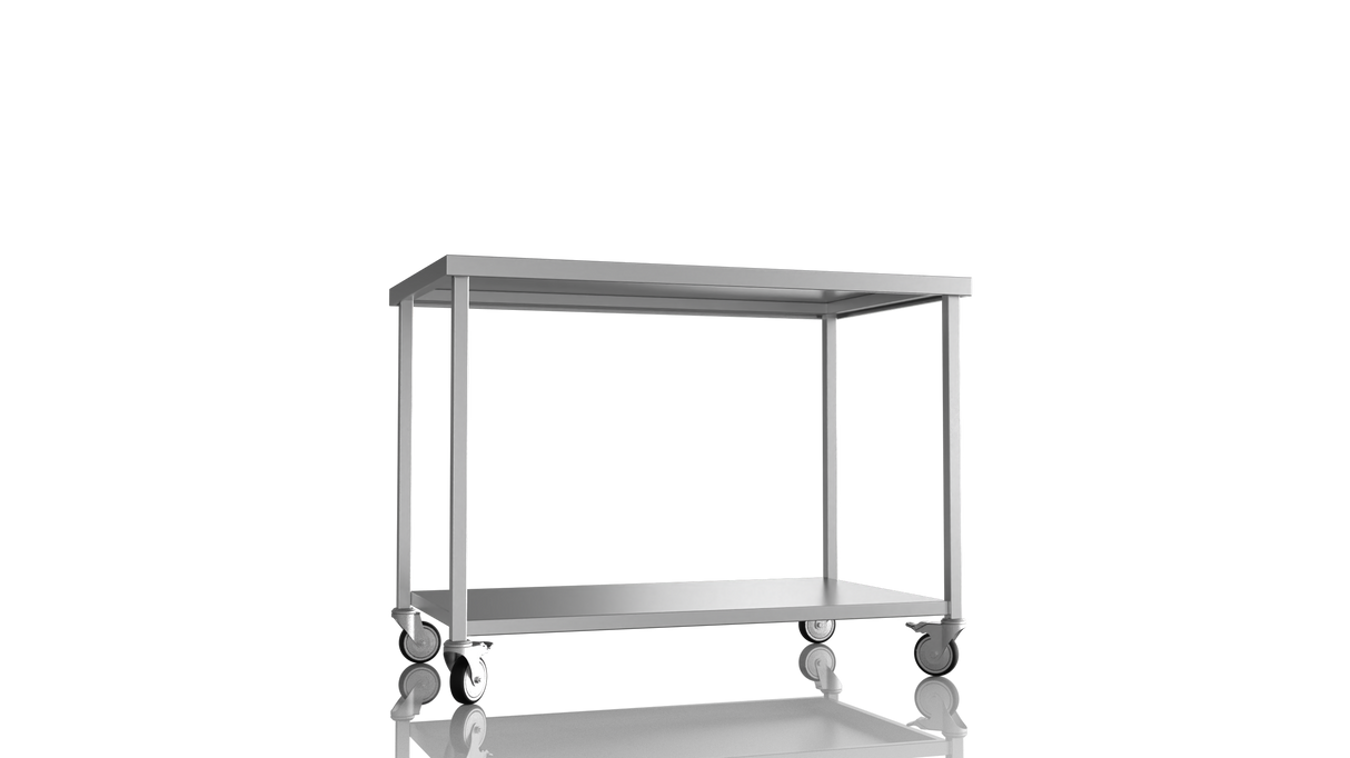 Nordstar Mobile Centre Table Bench With Undershelf 1200mm Wide | NSMCB1200 Stainless Steel Tables with Castors Nordstar