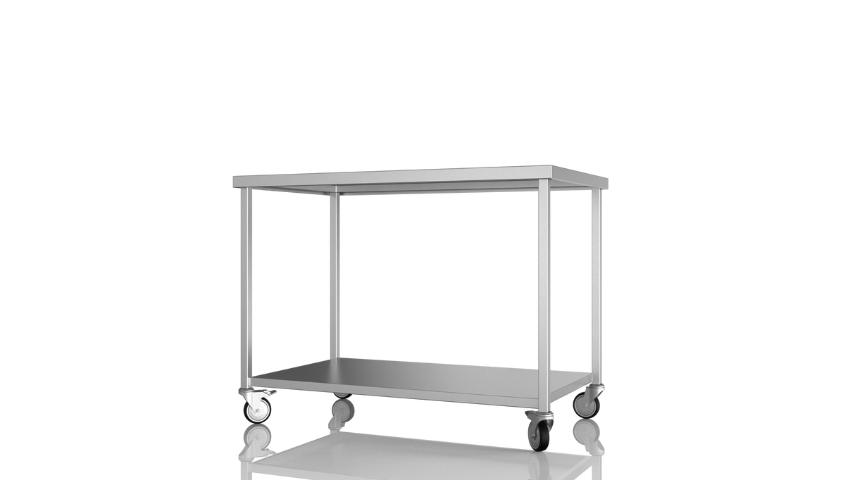 Nordstar Mobile Centre Table Bench With Undershelf 1200mm Wide | NSMCB1200 Stainless Steel Tables with Castors Nordstar