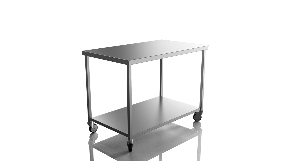 Nordstar Mobile Centre Table Bench With Undershelf 1200mm Wide | NSMCB1200 Stainless Steel Tables with Castors Nordstar