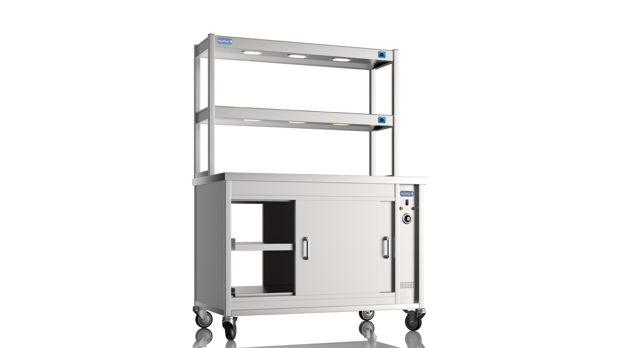 Nordstar Pass Through Hot Cupboard With Double Tier Gantry Chef Pass 1200mm | DTC1200P Hot Cupboards Nordstar