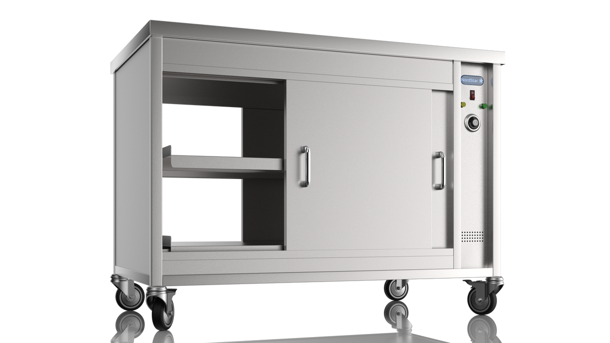Nordstar Mobile Pass Through Hot Cupboard Flat Top Servery 1200mm | HC1200P Hot Cupboards Nordstar