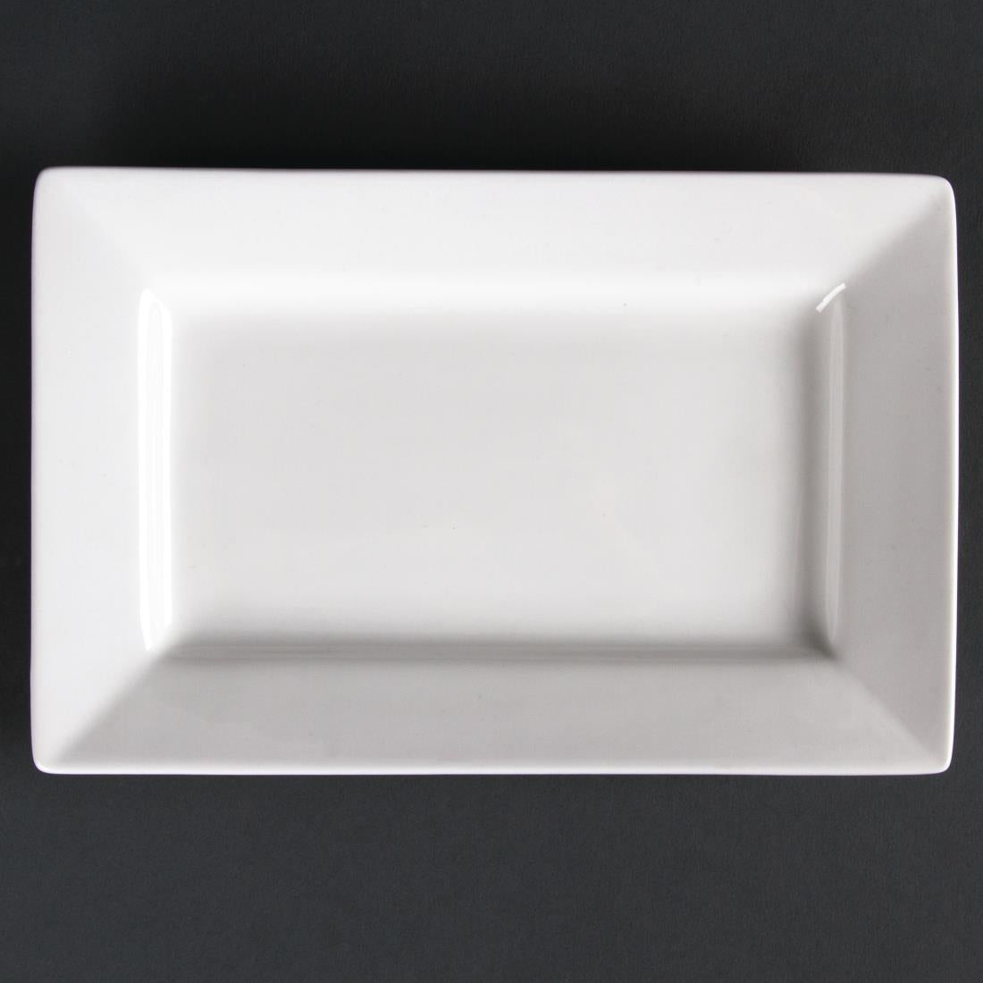 Olympia Lumina Wide Rim Rectangular Plates White 200x 130mm (Pack of 6) - CD629 Plates Olympia