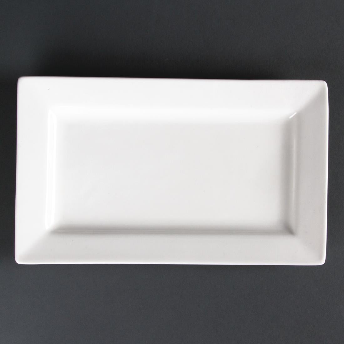 Olympia Lumina Wide Rim Rectangular Plates White 257x 155mm (Pack of 4) - CD630 Plates Olympia