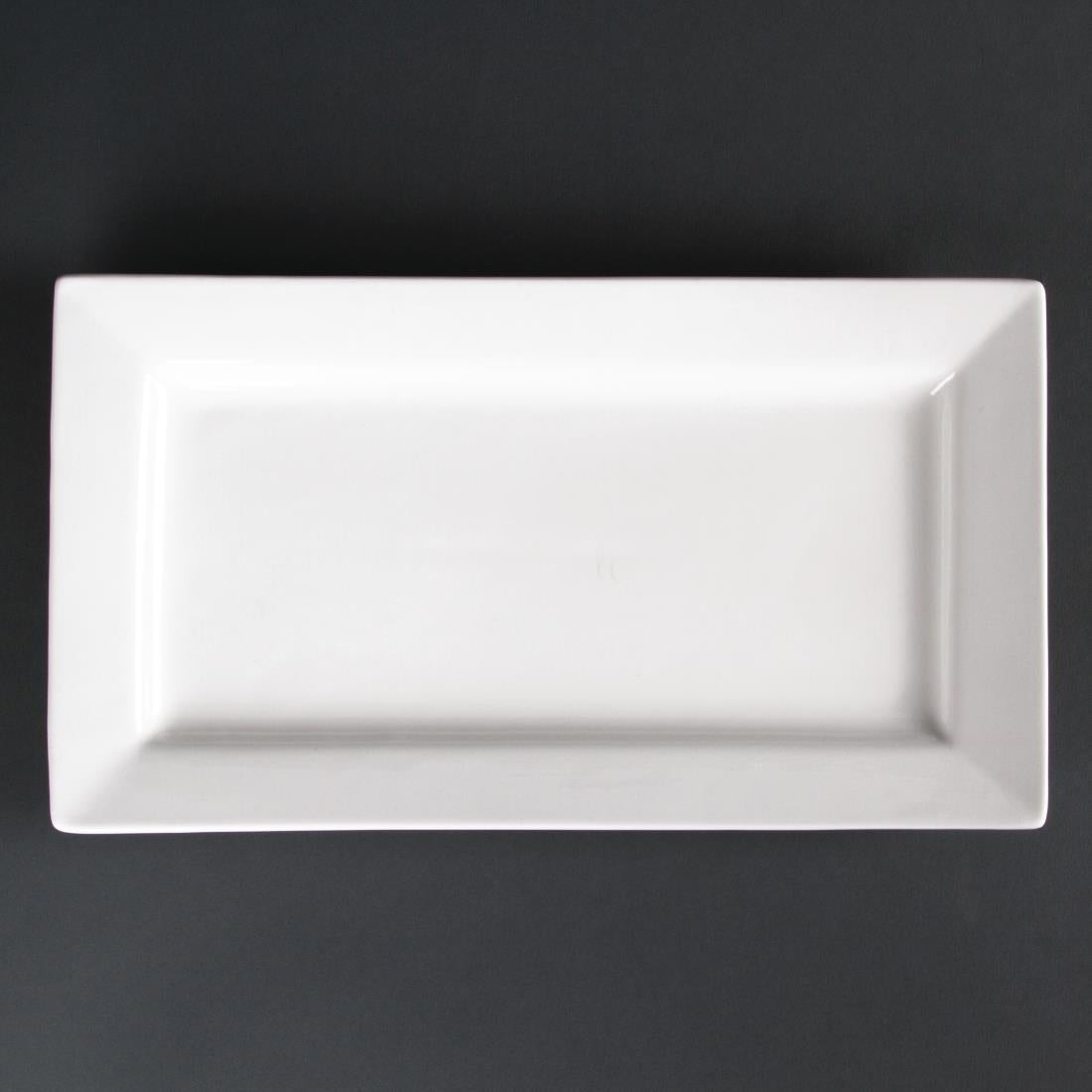 Olympia Lumina Wide Rim Rectangular Plates White 310mm (Pack of 2) - CD631 Plates Olympia