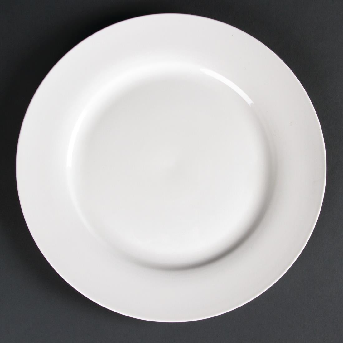 Olympia Lumina Wide Rim Round Plates White 270mm (Pack of 4) - CD625 Plates Olympia