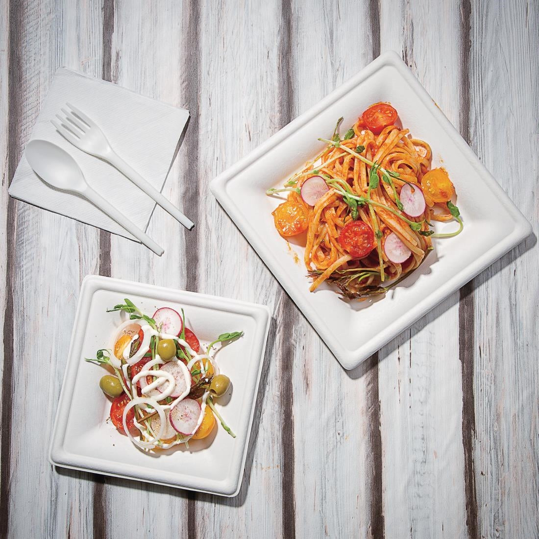 Fiesta Compostable Bagasse Square Plates 159mm (Pack of 50) - FC518 Fiesta