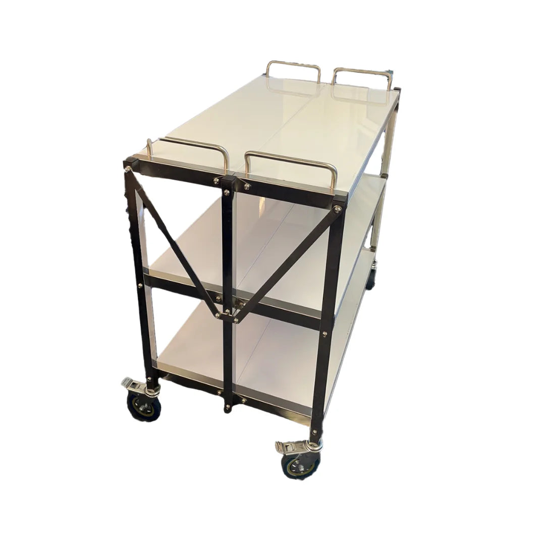 Hamoki Foldable Service Trolley 3 Tier Stainless Steel - 141032 Stainless Steel Dining Trolley Hamoki