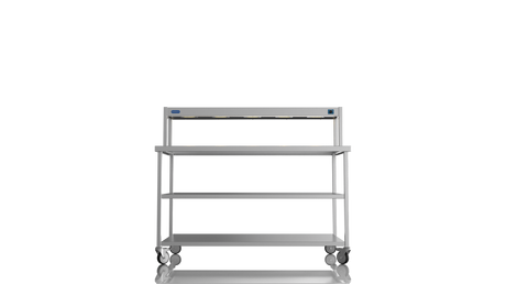 Nordstar Mobile Centre Table Bench With Heated Gantry Chefs Pass 1500mm | STCMCB1500MS Stainless Steel Tables with Overshelf Nordstar