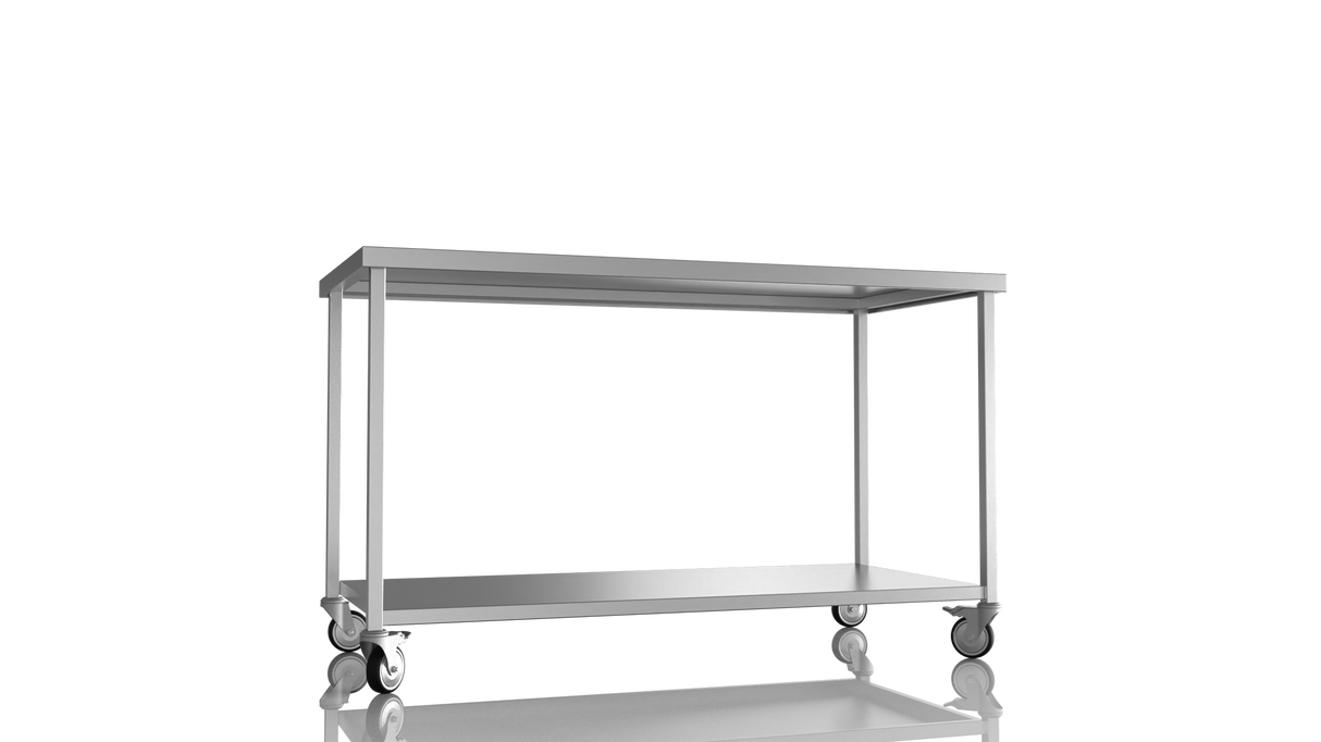 Nordstar Mobile Centre Table Bench With Undershelf 1500mm Wide | NSMCB1500 Stainless Steel Tables with Castors Nordstar