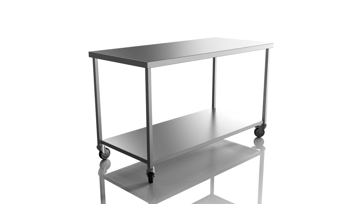 Nordstar Mobile Centre Table Bench With Undershelf 1500mm Wide | NSMCB1500 Stainless Steel Tables with Castors Nordstar
