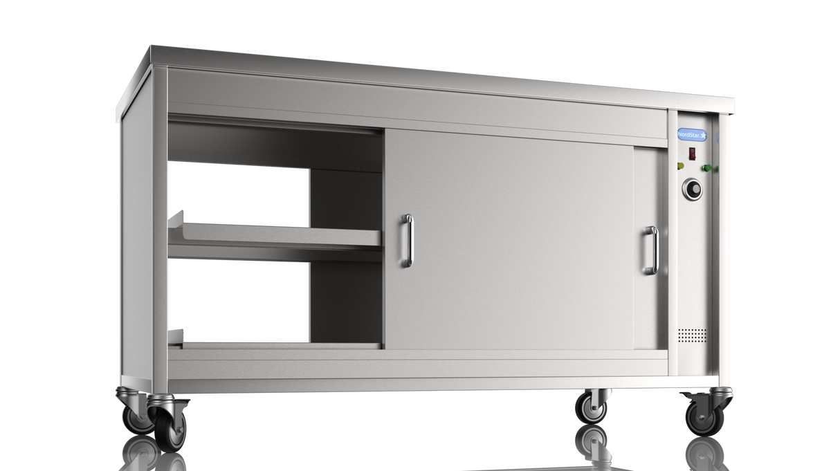 Nordstar Mobile Pass Through Hot Cupboard Flat Top Servery 1500mm | HC1500P Hot Cupboards Nordstar