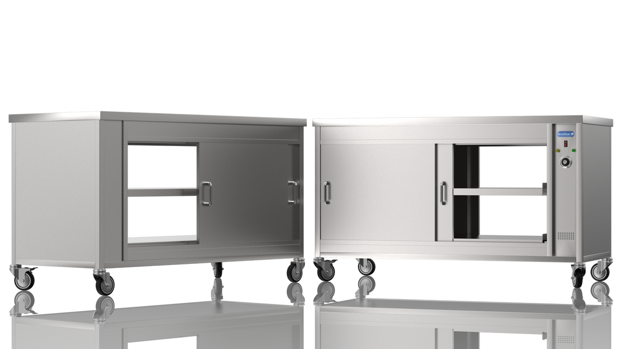 Nordstar Mobile Pass Through Hot Cupboard Flat Top Servery 1500mm | HC1500P Hot Cupboards Nordstar