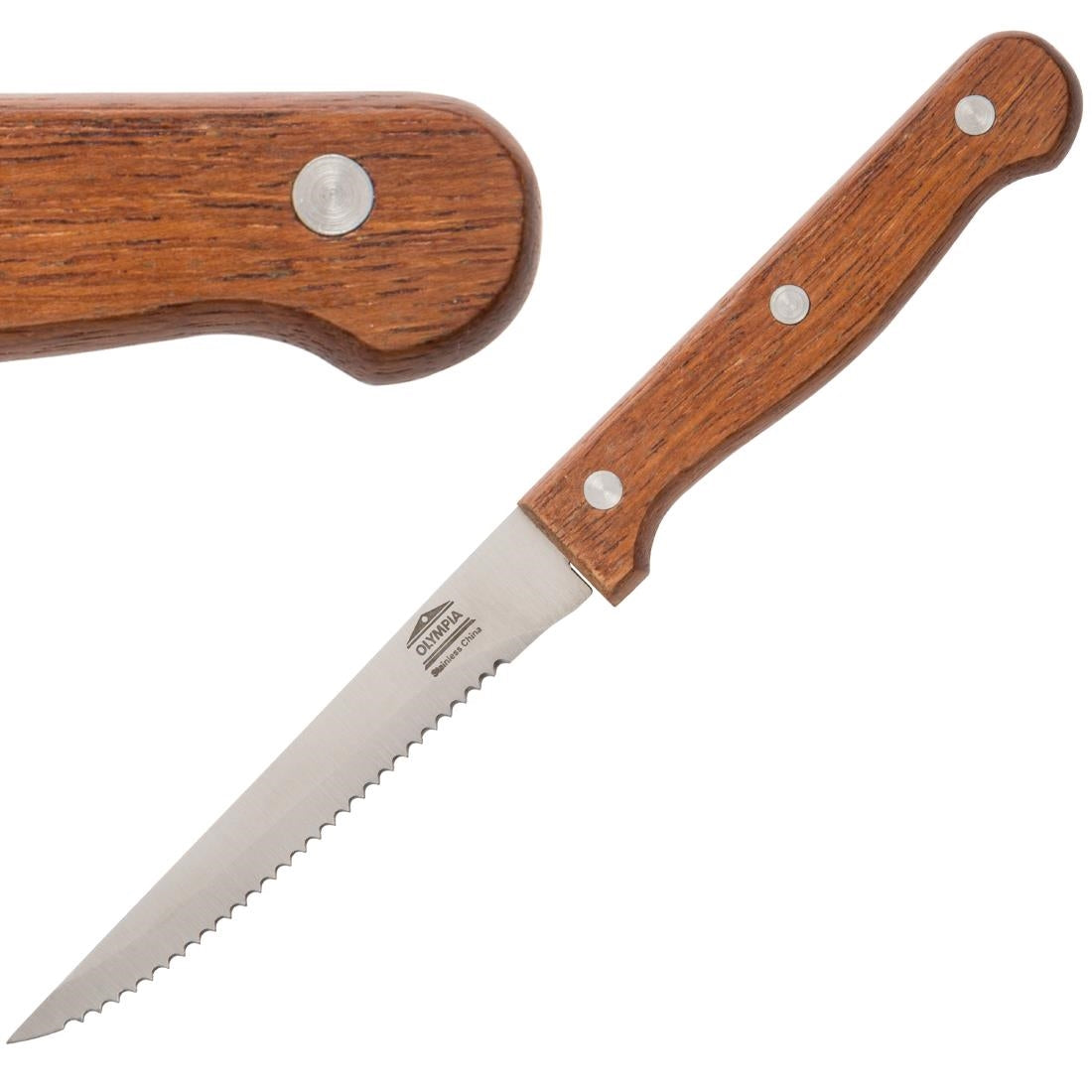 Olympia Steak Knives Wooden Handle (Pack of 12) - C136 Table Knives Olympia