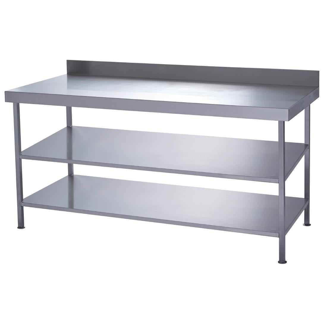 Parry Fully Welded Stainless Steel Wall Table 2 Undershelves 600x600mm - DC604 Stainless Steel Wall Tables Parry