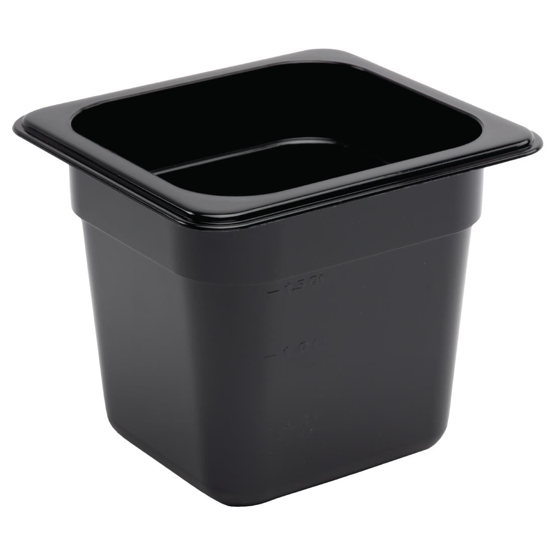 Vogue Polycarbonate 1/6 Gastronorm Container 150mm Black - U471 Vogue