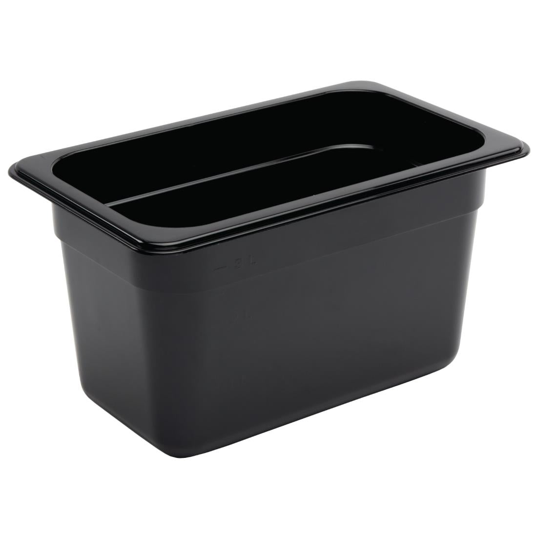 Vogue Polycarbonate 1/4 Gastronorm Container 150mm Black - U468 Vogue