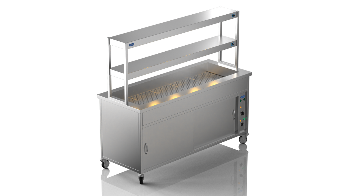Nordstar Hot Cupboard Bain Marie 5 x 1/1GN With 2 Tier Heated Gantry | DTCBM1800 Hot Cupboards Nordstar