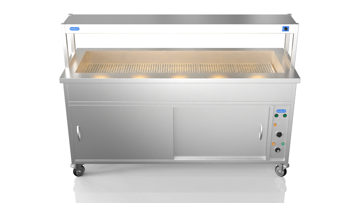 Nordstar Hot Cupboard Bain Marie 5 x 1/1GN With Single Heated Gantry | STCBM1800 Hot Cupboards Nordstar
