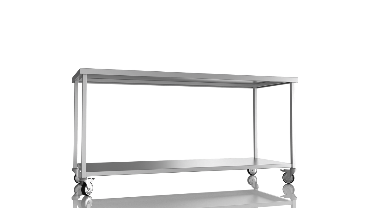 Nordstar Mobile Centre Table Bench With Undershelf 1800mm Wide | NSMCB1800 Stainless Steel Tables with Castors Nordstar