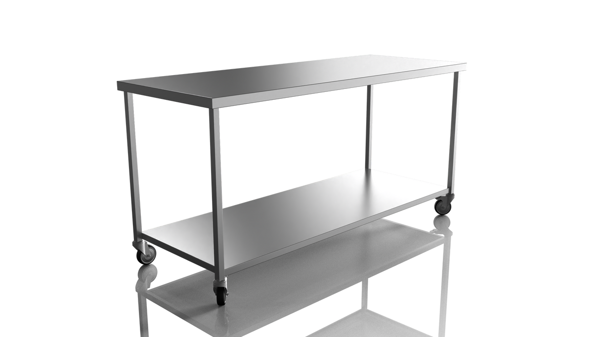 Nordstar Mobile Centre Table Bench With Undershelf 1800mm Wide | NSMCB1800 Stainless Steel Tables with Castors Nordstar