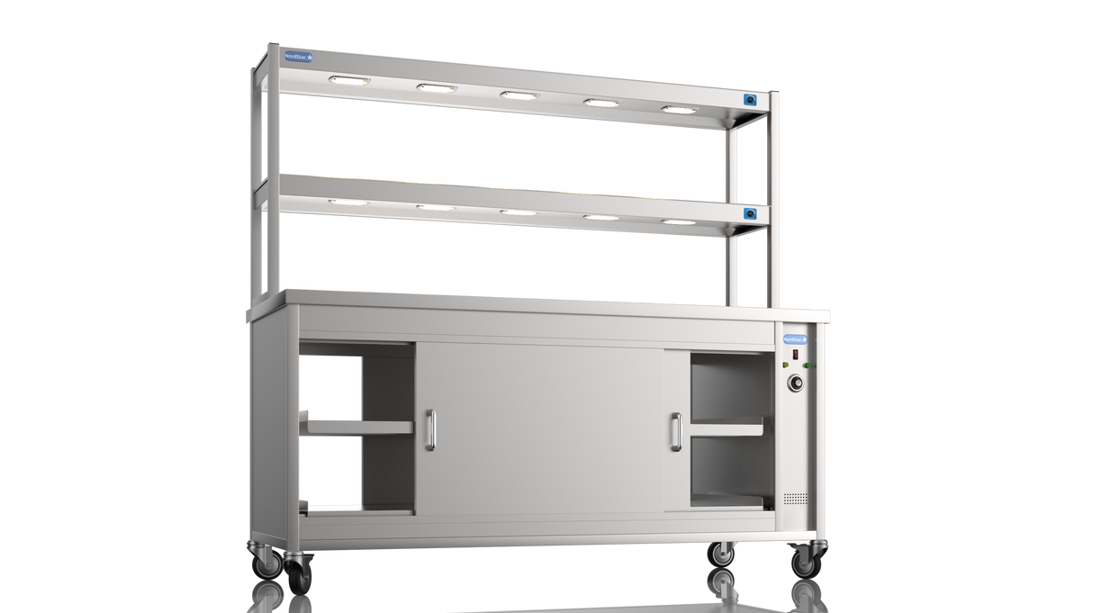 Nordstar Pass Through Hot Cupboard With Double Tier Gantry Chef Pass 1800mm | DTC1800P Hot Cupboards Nordstar