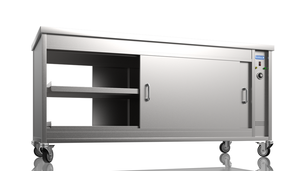 Nordstar Mobile Pass Through Hot Cupboard Flat Top Servery 1800mm | HC1800P Hot Cupboards Nordstar