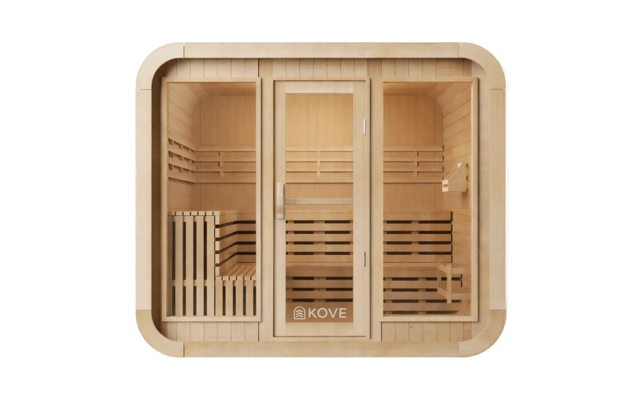 Kove 5-6 Person Spruce Cube Sauna with Front Porch & 8kW Electric Heater | KOVE-CUBE6 Outdoor Cube Saunas KOVE