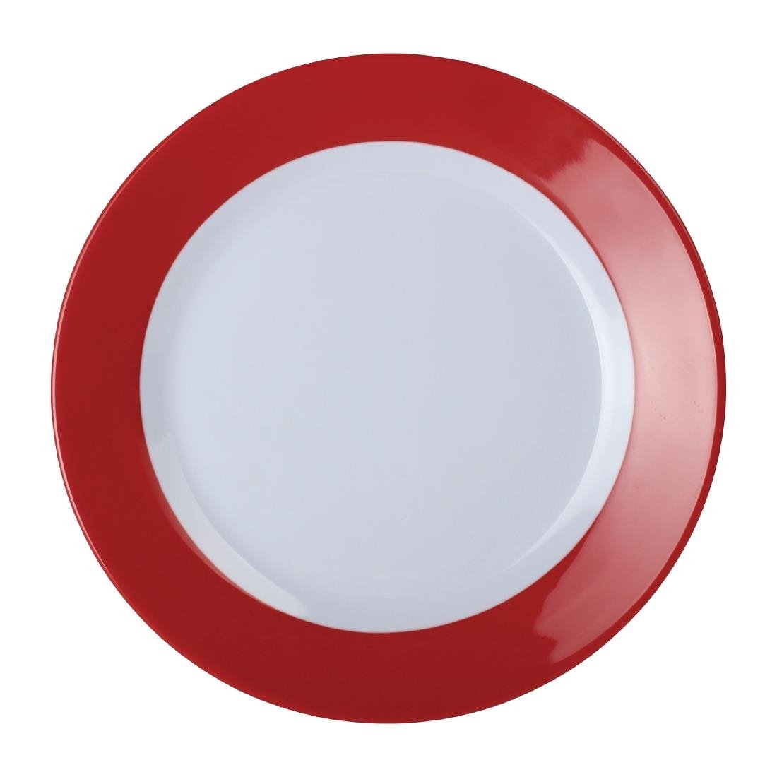 Olympia Kristallon Gala Colour Rim Melamine Plate Red 260mm (Pack of 6) - DE602 Plates Olympia