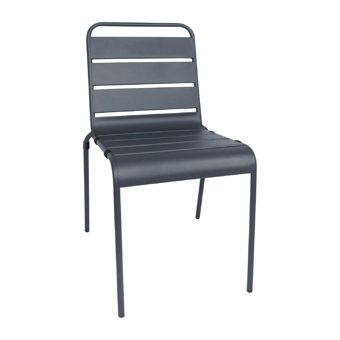 Bolero Amalfi Slatted Steel Side Chairs Grey (Pack of 4) - CS727 Metal Dining Chairs Bolero