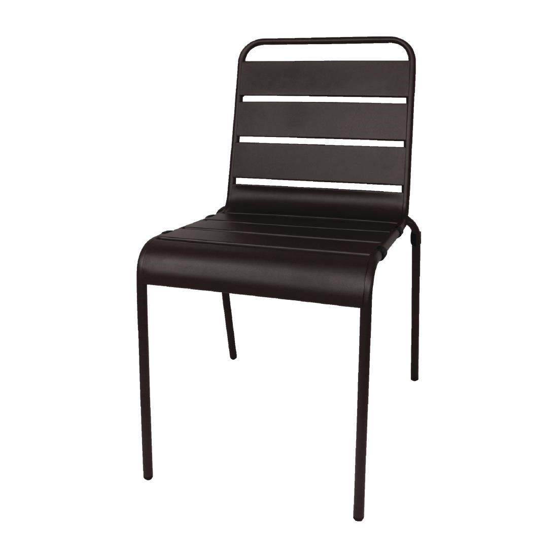Bolero Amalfi Slatted Steel Side Chairs Black (Pack of 4) - CS728 Metal Dining Chairs Bolero