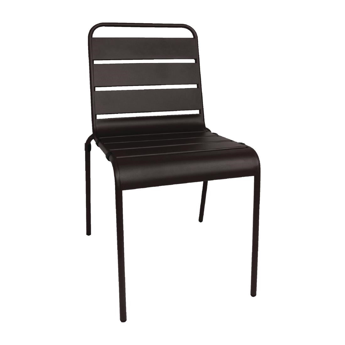 Bolero Amalfi Slatted Steel Side Chairs Black (Pack of 4) - CS728 Metal Dining Chairs Bolero