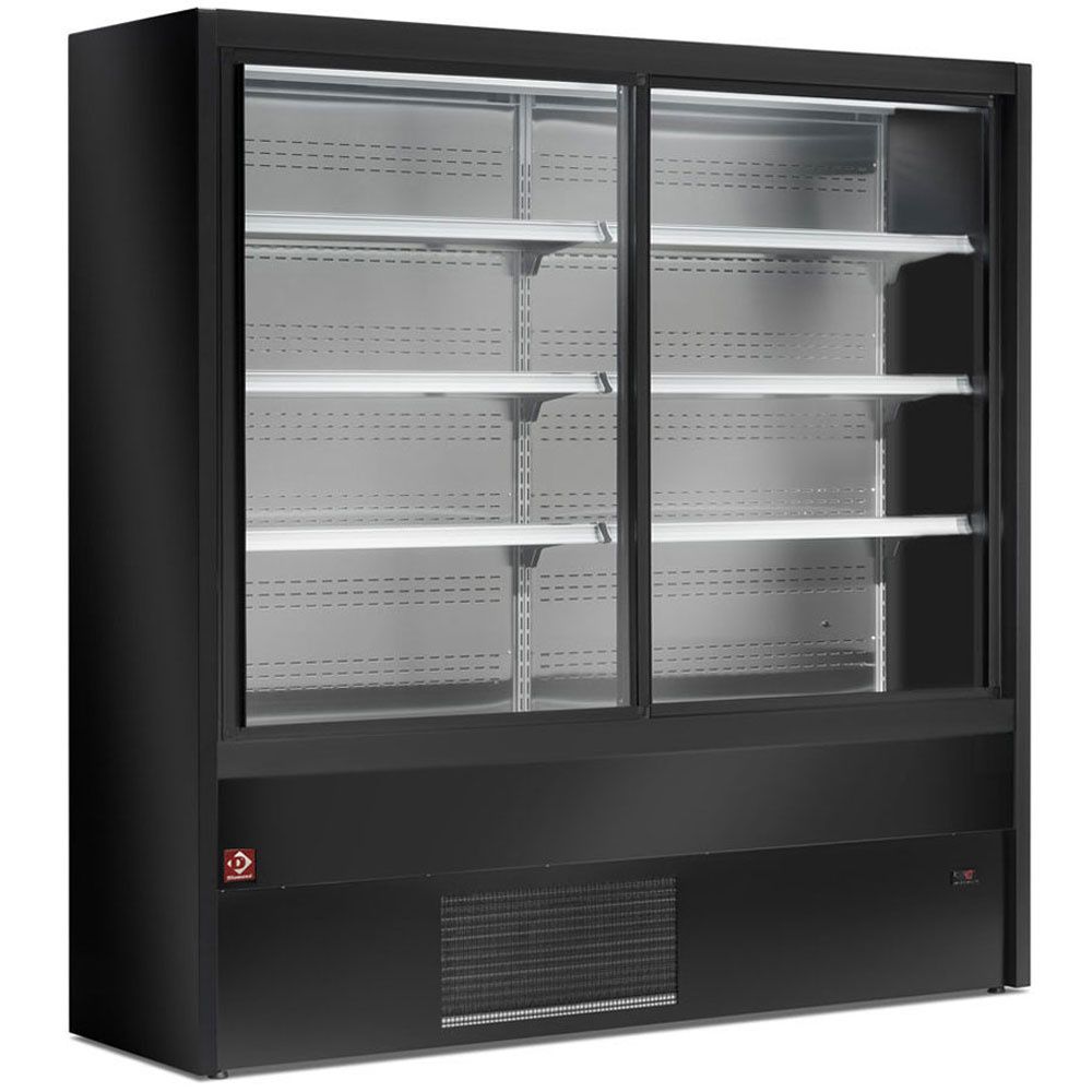 Diamond Refrigerated Multideck with Glass Sliding Doors 2000mm Wide Black | PD20/B5-R2 Refrigerated Merchandisers Diamond