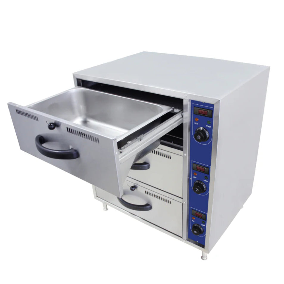 Hamoki Food Warming Drawers - Commercial Hot Holding 3 Drawer Unit Dry Heat | 291014 Food Warming Drawers Hamoki