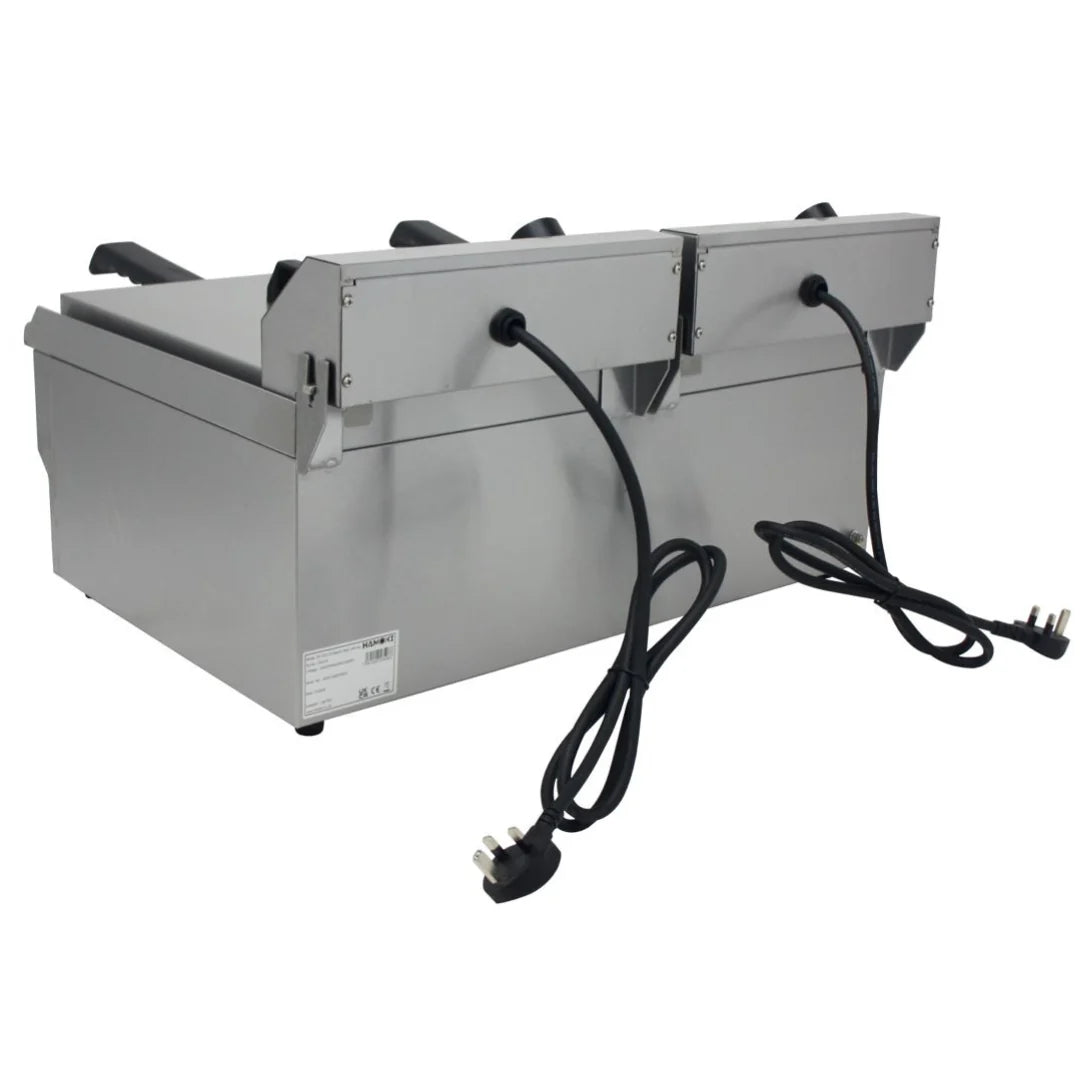 Hamoki Countertop Commercial Electric Fryer - 2 x 9.5 Litre Twin Tank with Drain Taps | 291019 Countertop Electric Fryers Hamoki