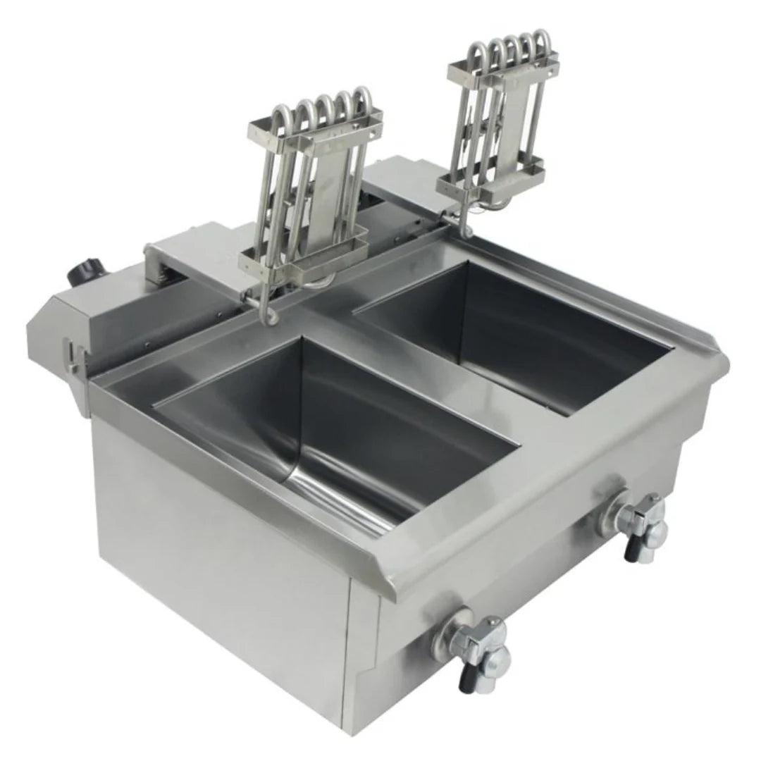 Hamoki Countertop Commercial Electric Fryer - 2 x 9.5 Litre Twin Tank with Drain Taps | 291019 Countertop Electric Fryers Hamoki