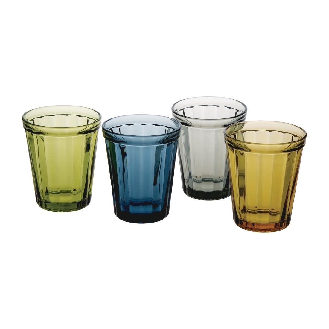 Olympia Cabot Panelled Glass Tumbler Green 260ml (Pack of 6) - CR829 Utopia Hi Balls and Tumblers Olympia